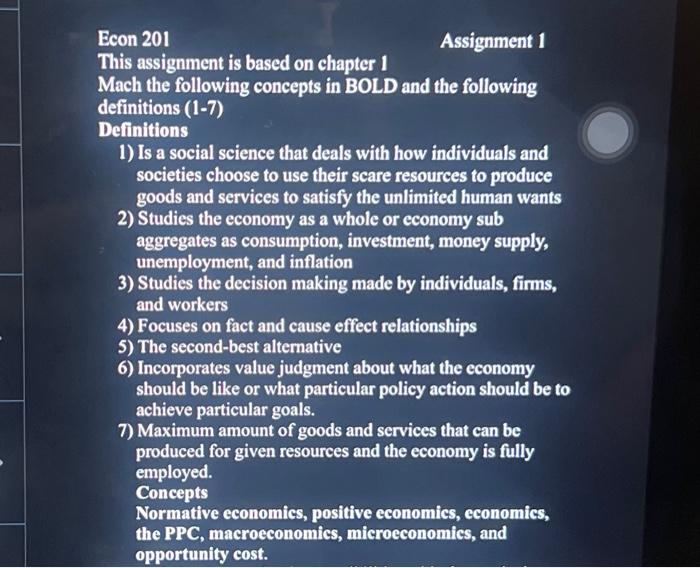 Solved Econ 201 Assignment 1 This Assignment Is Based On | Chegg.com