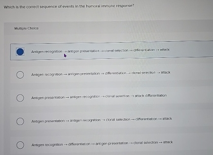 Solved Which is the correct sequence of events in the | Chegg.com