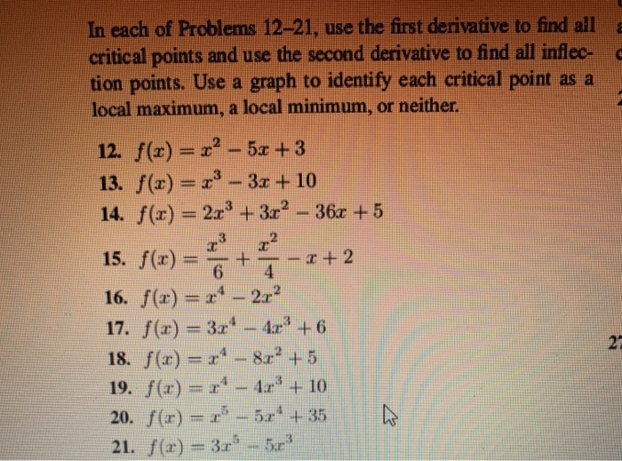 Solved c In each of Problems 12-21, use the first derivative | Chegg.com