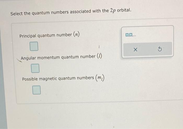 principal quantum number of 2p orbital