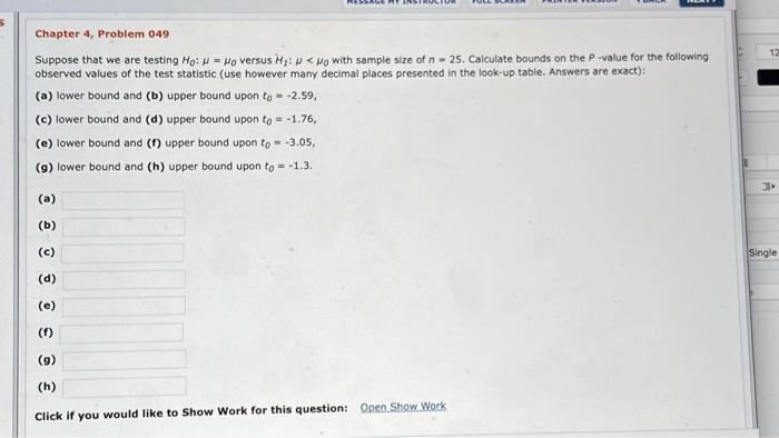 Solved Chapter 4, Problem 049 12 Suppose that we are testing | Chegg.com