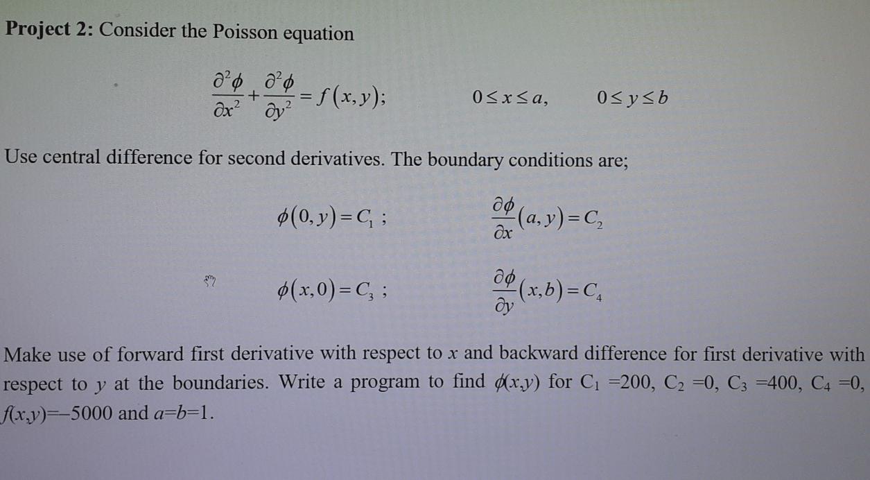 Solved Project 2: Consider the Poisson equation д°ф д°ф 0x² | Chegg.com