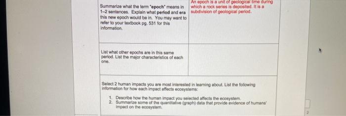 Solved An epoch is a unit of geological time during | Chegg.com