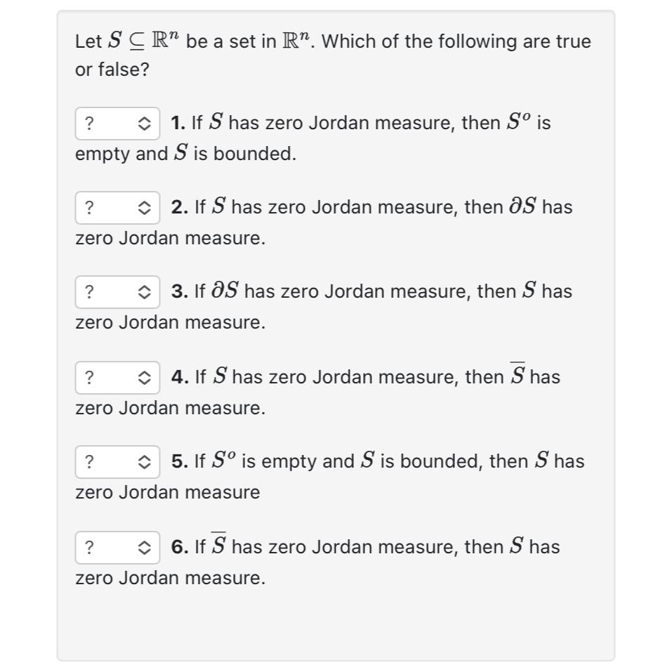 Solved Let SsubeRn ﻿be a set in Rn. ﻿Which of the following | Chegg.com