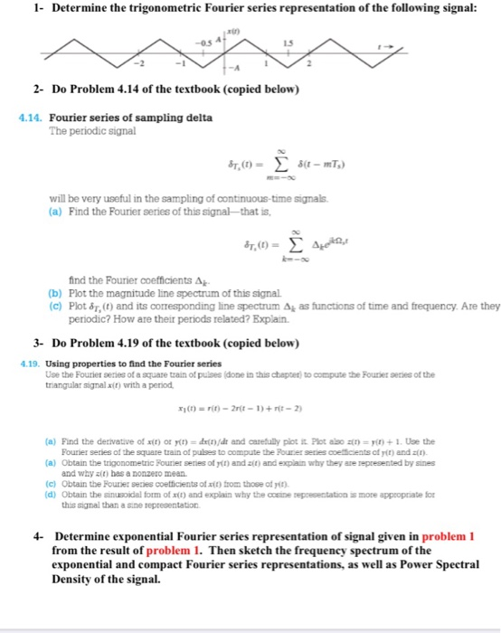 Solved 1. Determine the trigonometric Fourier series | Chegg.com