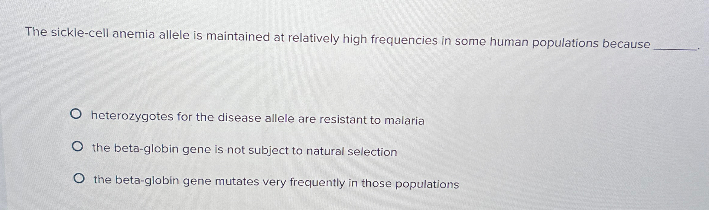 Solved The Sickle-cell Anemia Allele Is Maintained At | Chegg.com