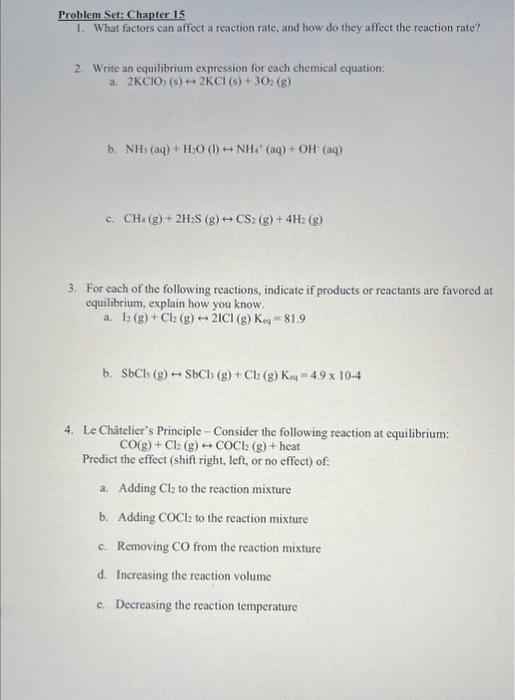 Solved Problem Set: Chapter 15 1. What factors can affect a | Chegg.com