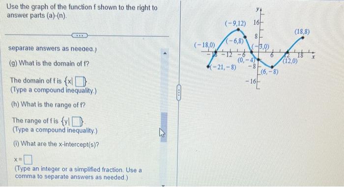 Solved Use the graph of the function f shown to the right to | Chegg.com