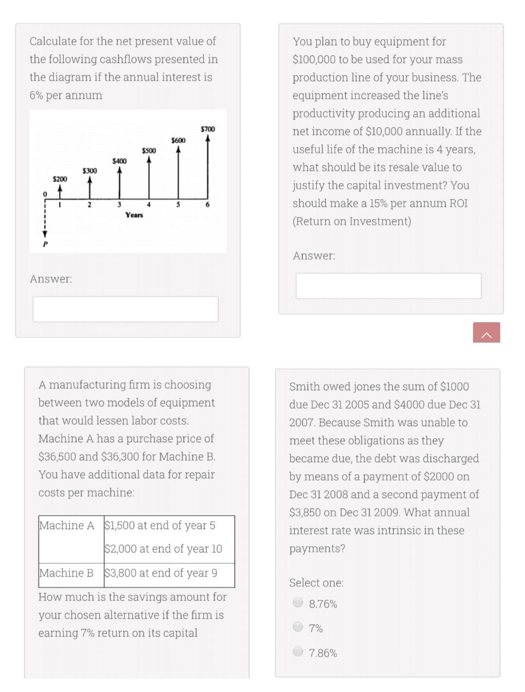 Solved Calculate for the net present value of the following | Chegg.com