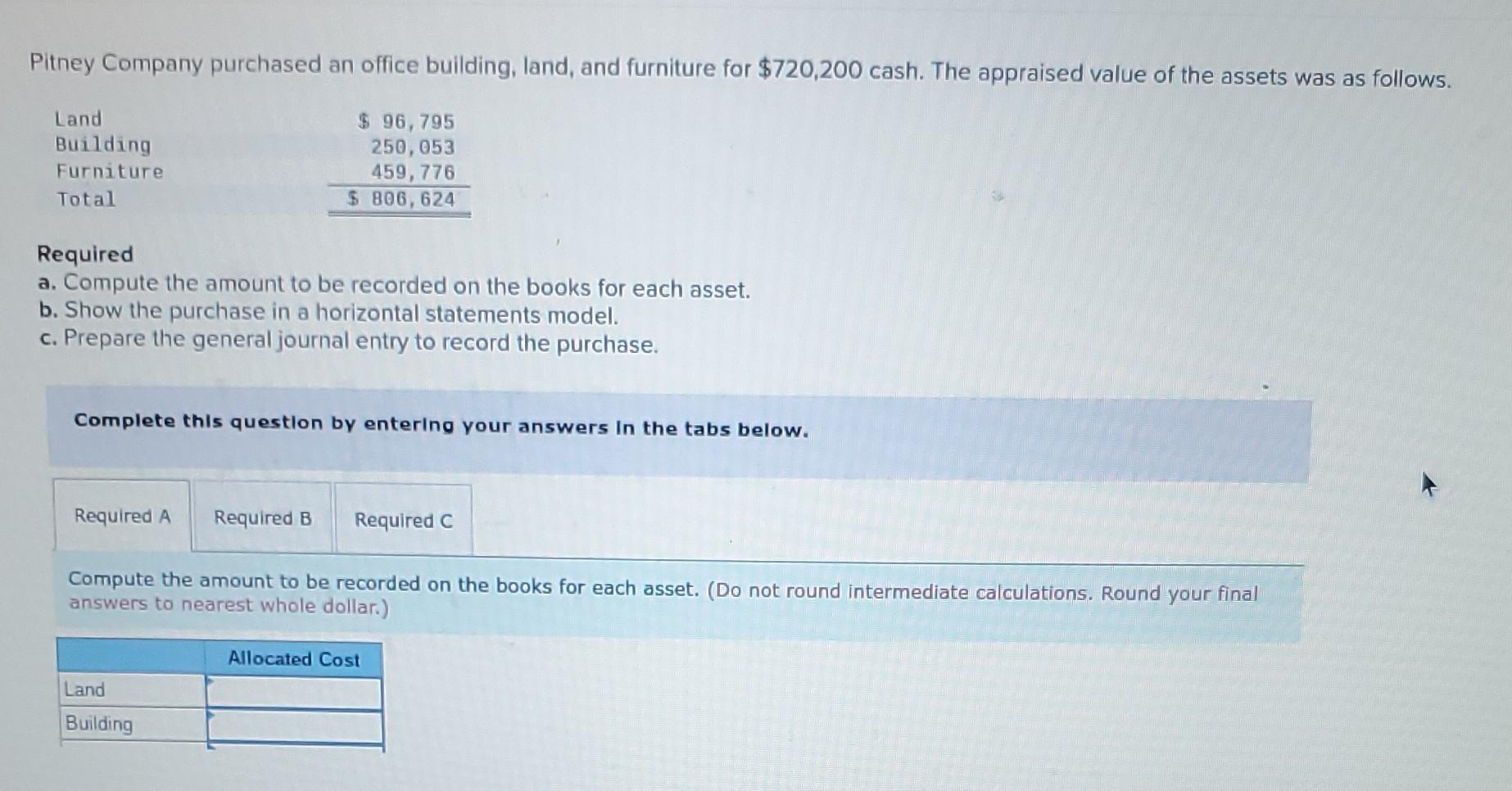 Solved Pitney Company purchased an office building, land, | Chegg.com