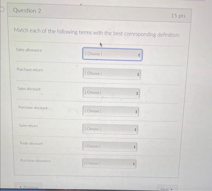 Solved Match each of the following terms with the best | Chegg.com