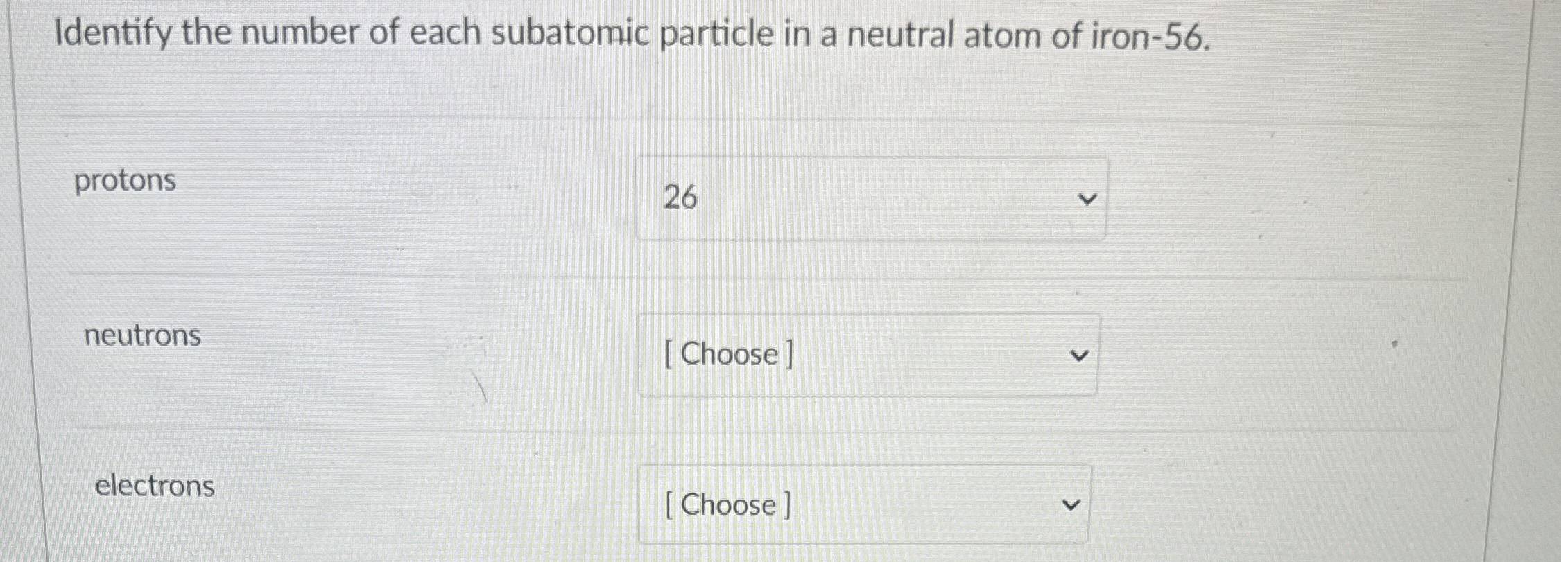 Solved Identify the number of each subatomic particle in a