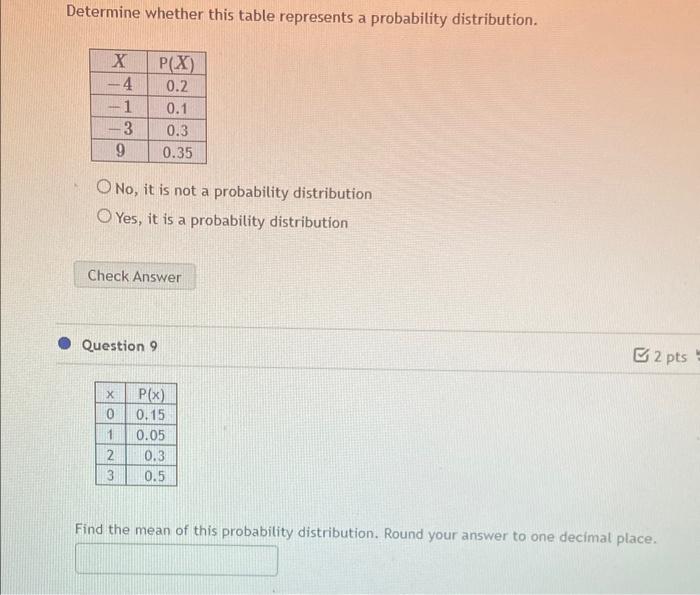 Solved Determine whether this table represents a probability | Chegg.com