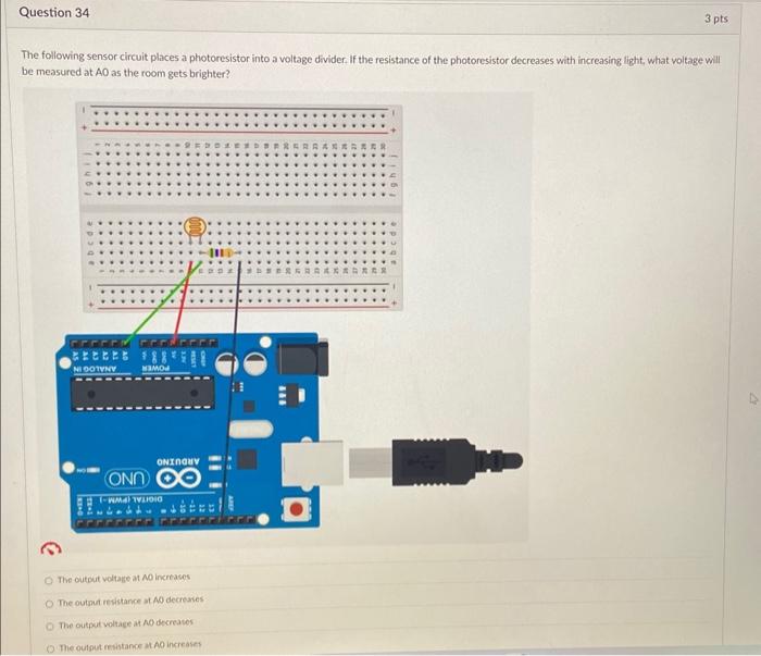 Solved The following sensor circuit places a photoresistor | Chegg.com