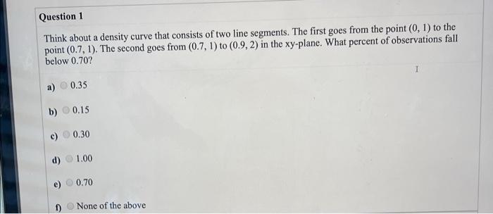 Solved Question 1 Think about a density curve that consists | Chegg.com