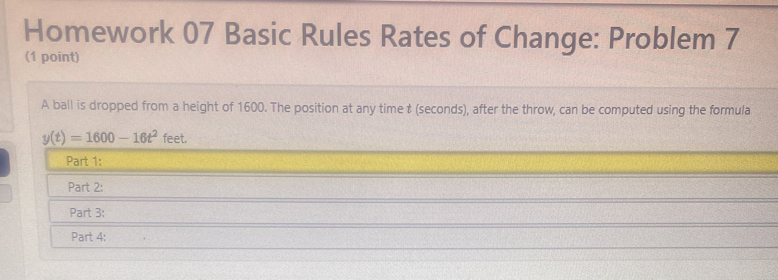Solved Homework 07 ﻿Basic Rules Rates of Change: Problem 7(1 | Chegg.com