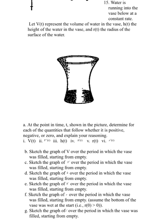 Solved 15 Water Is Running Into The Vase Below At A Cons