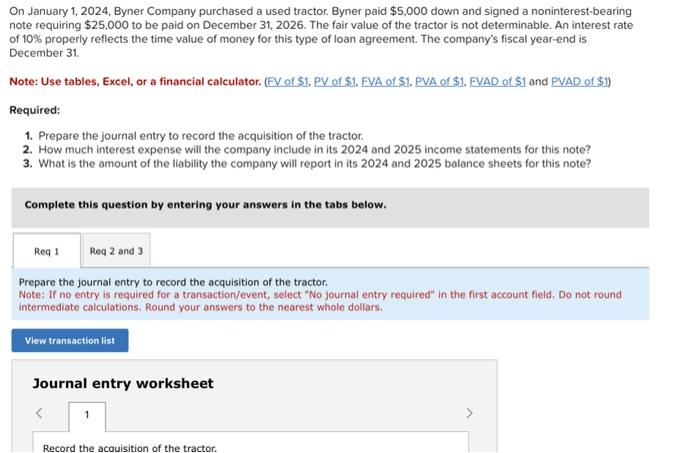 Solved On January 1,2024 , Byner Company purchased a used | Chegg.com