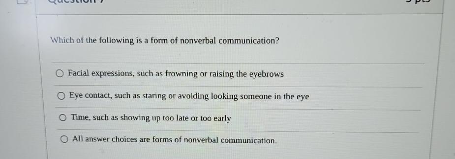 Solved Which of the following is a form of nonverbal | Chegg.com