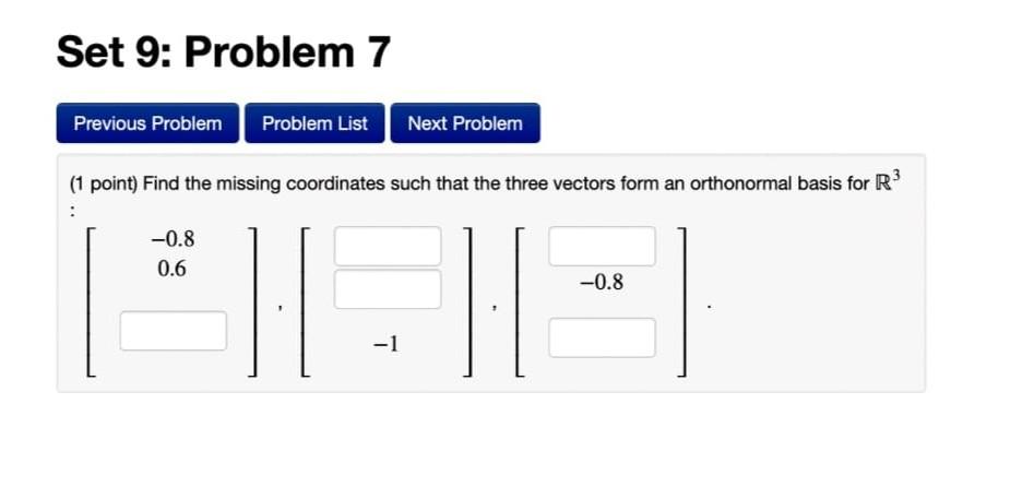 Solved Set 9: Problem 7 Previous Problem Problem List Next | Chegg.com