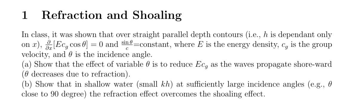Solved Refraction and Shoaling (Step by step | Chegg.com