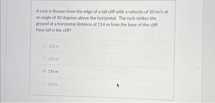 Solved A rock is thrown from the edge of a tall cliff with a | Chegg.com