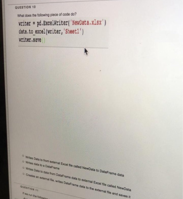 Solved QUESTION 10 What does the following piece of code do? | Chegg.com