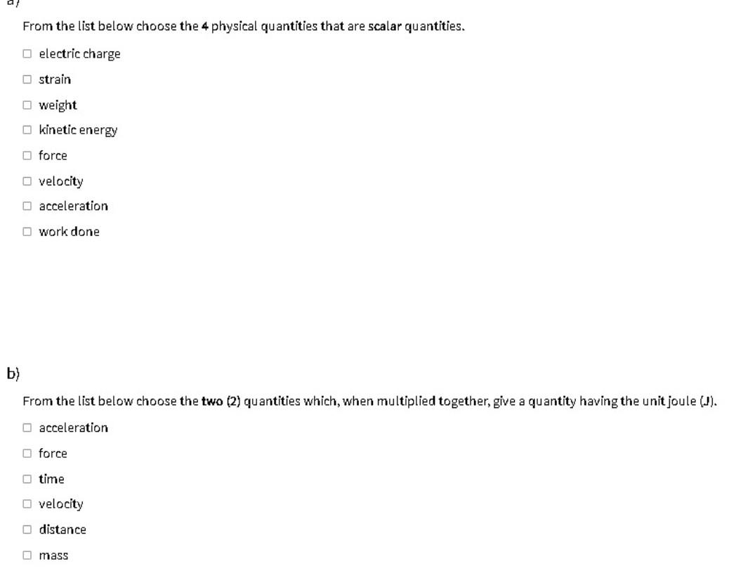 Solved From The List Below Choose The 4 Physical Quantities | Chegg.com