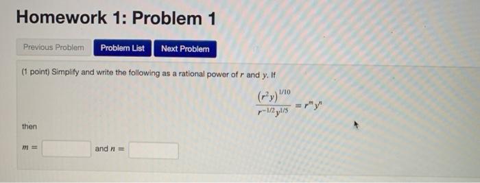 Solved Homework 1: Problem 1 Previous Problem Problem List | Chegg.com