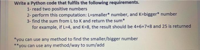 Solved Write a Python code that fulfils the following | Chegg.com