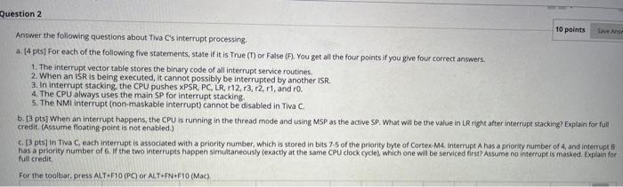 Question 2 10 points Save As Answer the following | Chegg.com