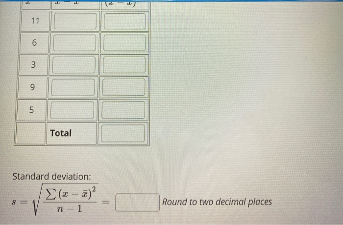 Solved We are going to calculate the standard deviation for | Chegg.com