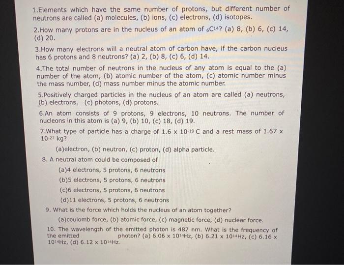 the combined number of protons and neutrons in an elements is called
