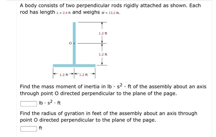 Solved A body consists of two perpendicular rods rigidly | Chegg.com