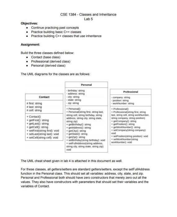 Solved the uml cheat sheet given in lab 4 is attached in chegg