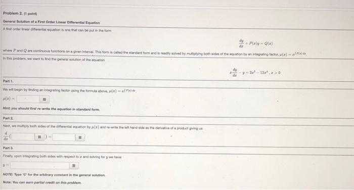 Solved Problem 2. 1 poin General Solution of First Order | Chegg.com