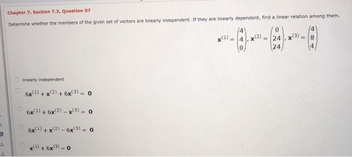 Solved Chapter 7, Section 7.3, Question 07 Determine whether | Chegg.com