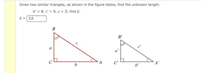 Solved Given two similar triangles, as shown in the figure | Chegg.com