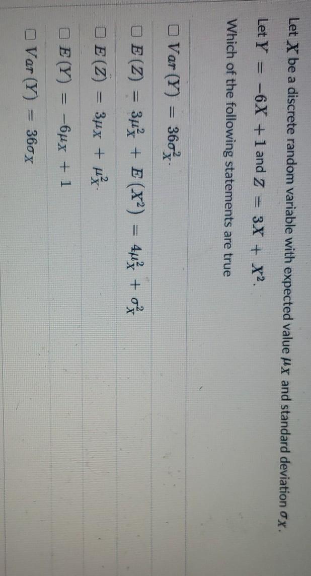 Solved Let X be a discrete random variable with expected | Chegg.com
