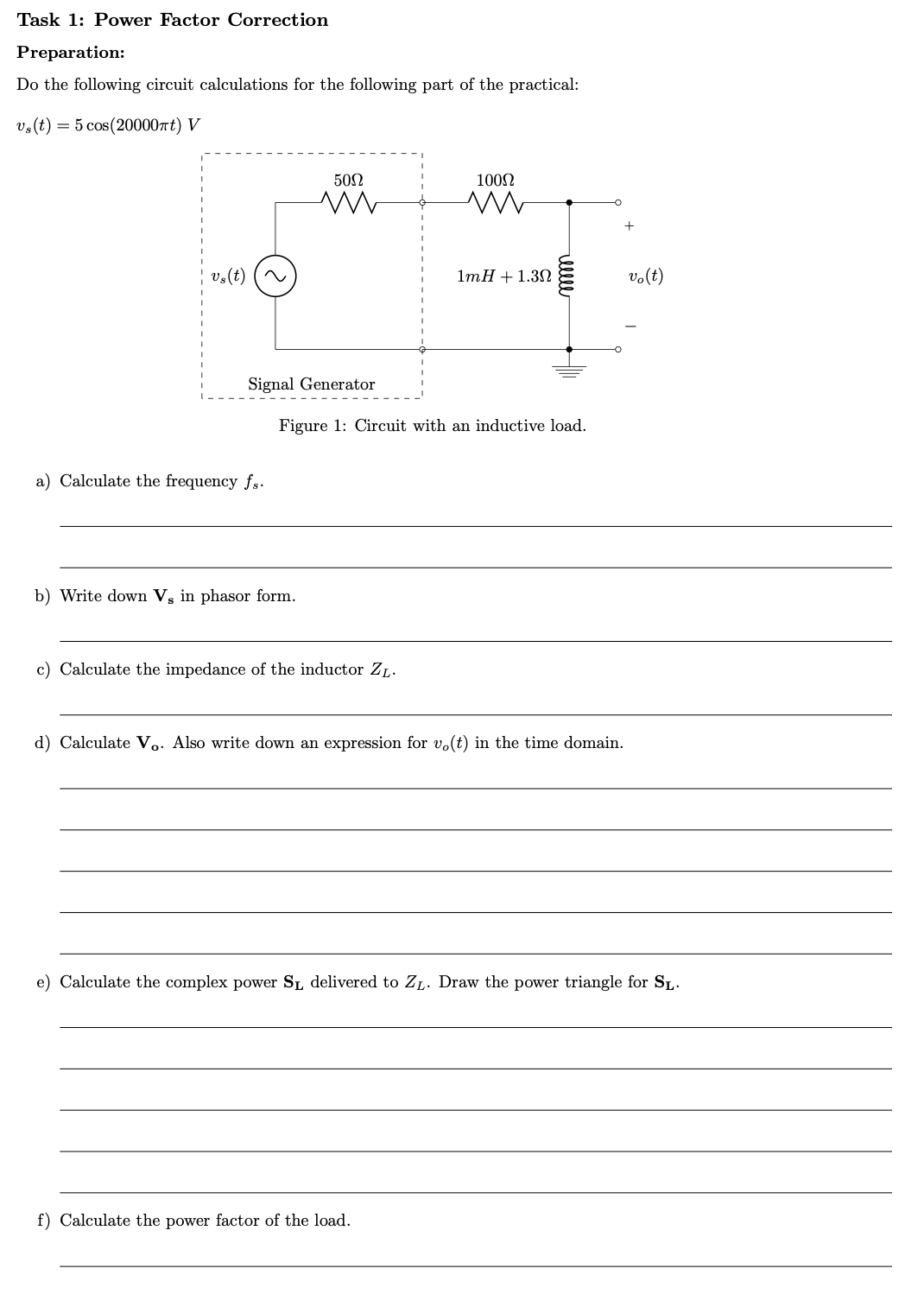 Solved Task 1: Power Factor CorrectionPreparation:Do the | Chegg.com