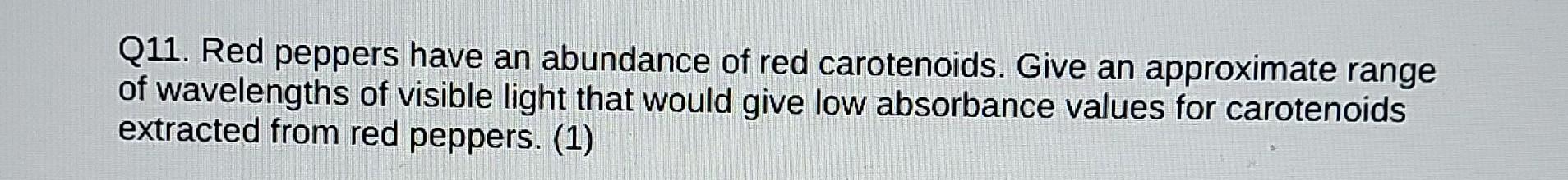 what range of visible light wavelengths do carotenoids maximally absorb