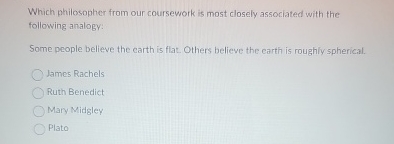Solved Which philosopher from our coursework is most closely | Chegg.com