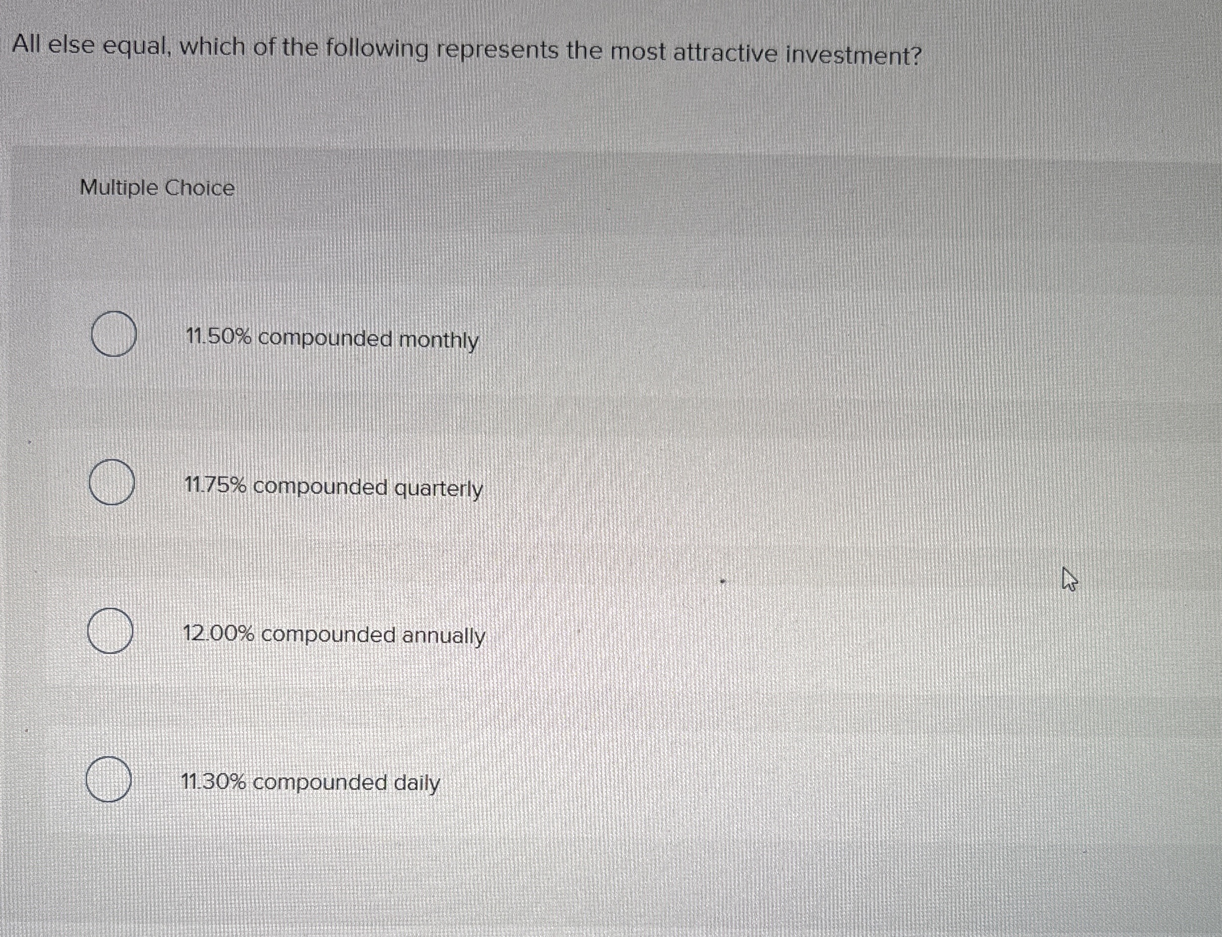 Solved All else equal, which of the following represents the | Chegg.com