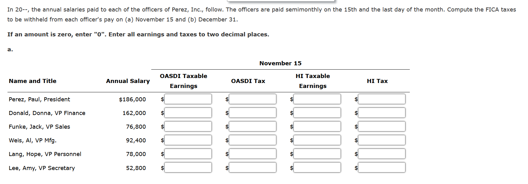 Solved In 20--, ﻿the annual salaries paid to each of the | Chegg.com