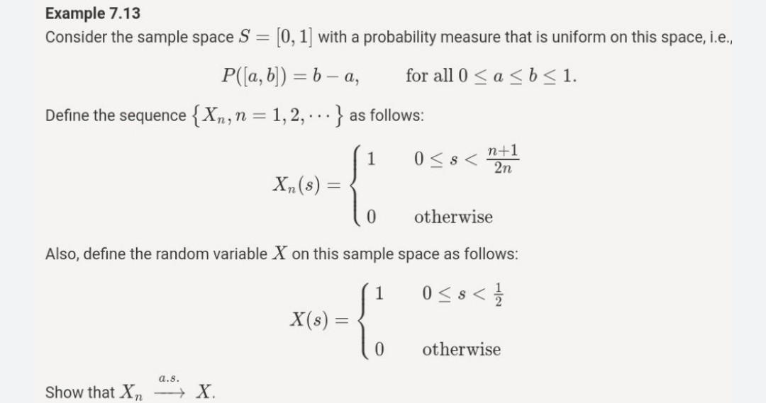 Solved Example 7.13 Consider the sample space S = [0, 1] | Chegg.com