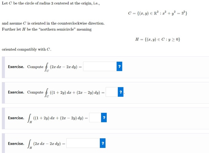 Solved Let C be the circle of radius 3 centered at the | Chegg.com