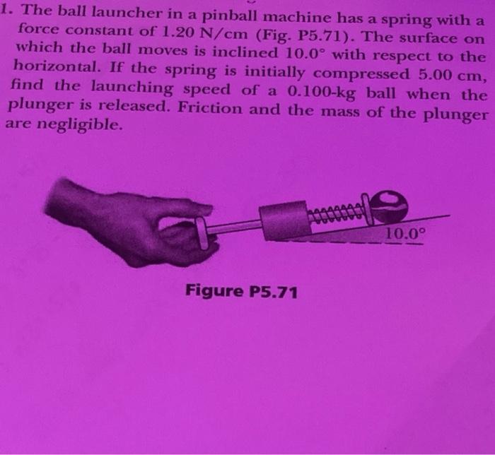 Solved 1. The ball launcher in a pinball machine has a | Chegg.com