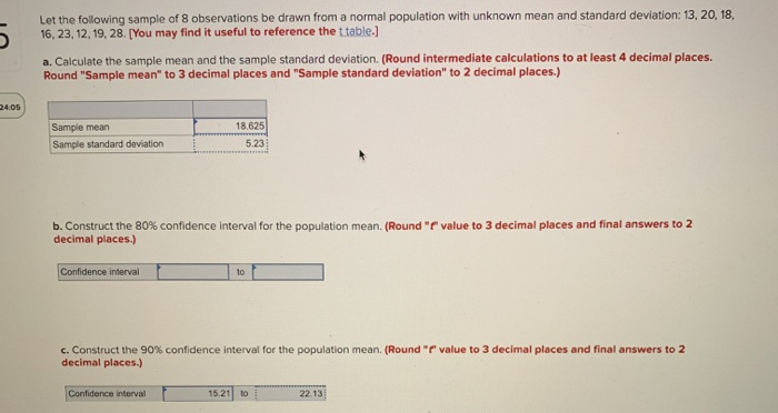 Solved Let the following sample of 8 observations be drawn | Chegg.com