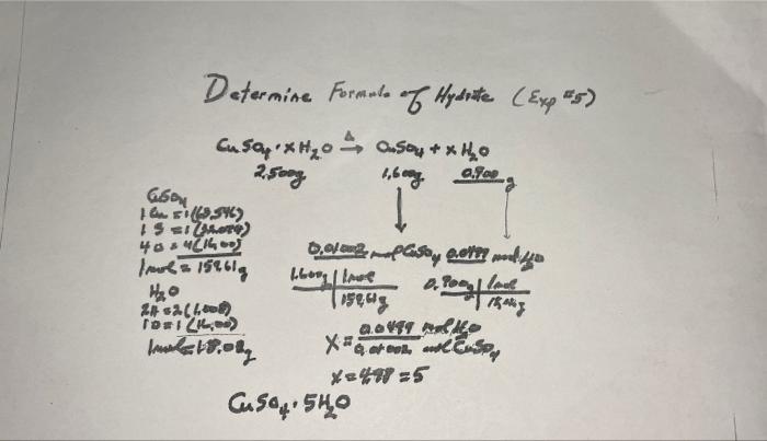 Determine Formule of Hydrite (Exp #5)
+ x1?
Cu say x?
2.500g
0.900
1,600g
I
Csoy 0.0th and yo
D. Pooled
| 15mig
660
151 (3546