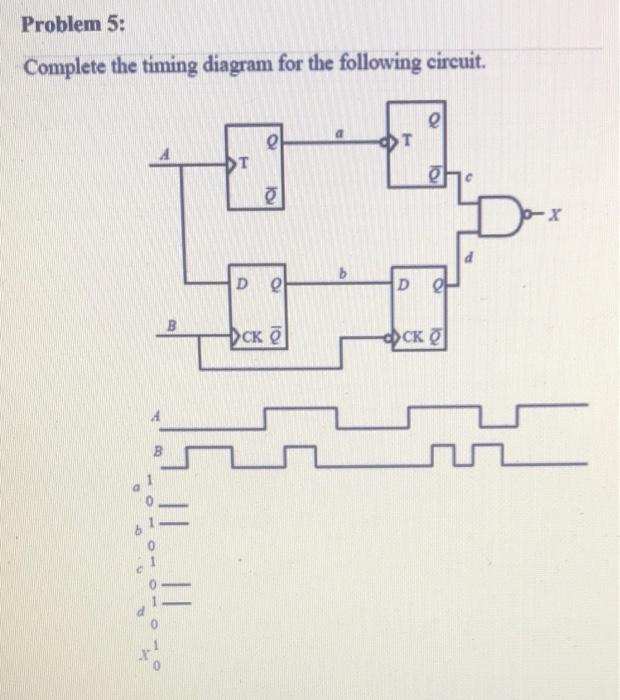 Solved Problem 5: Complete the timing diagram for the | Chegg.com